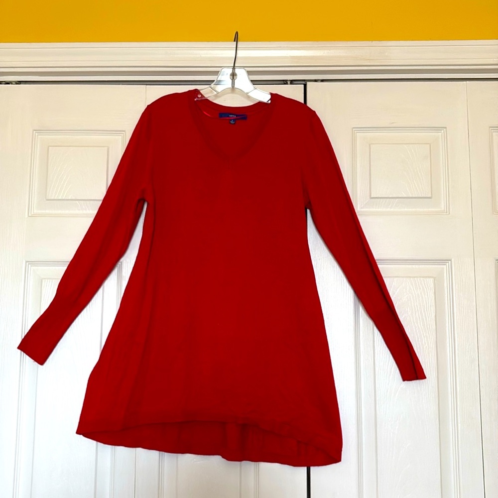 Red v-neck sweater